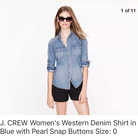 denim pearl snap shirt women's